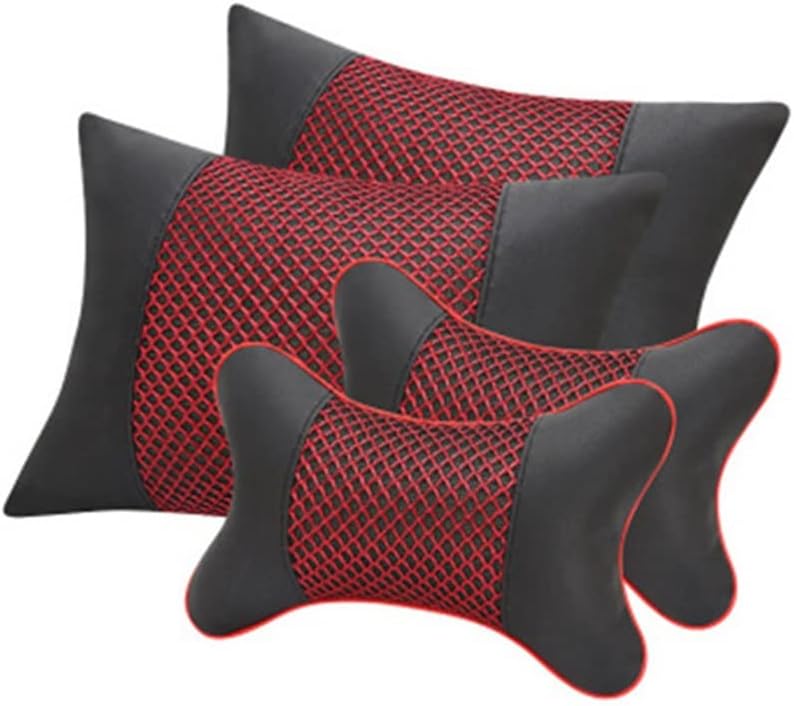 HBJWOV Car Neck Pillow Auto Rest Support Cushion & Lumbar Support Breathable Leather Neck Rest Restraint(D)