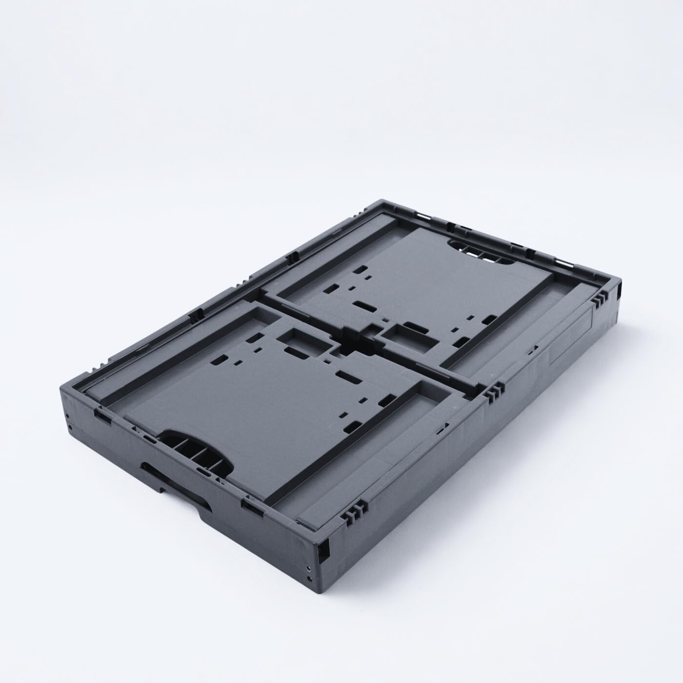 Klappbox stabil faltbar, Klappkiste groß 60L, Made in Germany, TÜV zert., Transportkiste klappbar, Faltbox mit Griff, 60x40x32 cm, Traglast bis 50kg, Grau