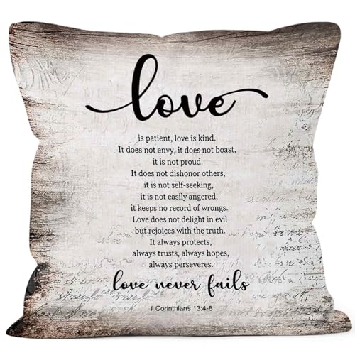 MONALET Vintage Christian Bible Verse Love Never Fails Throw Pillow