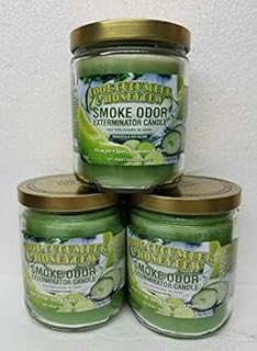 Smoke Odor Exterminator 13oz Jar Candles Cool Cucumber & Honeydew, (3) Set of Three Candles.