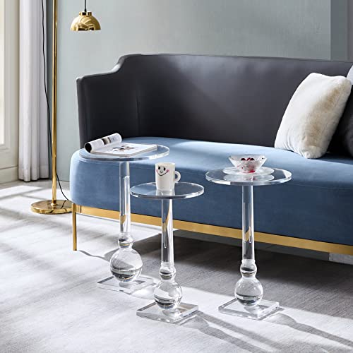 ACRYLCASE Clear Acrylic Round End Table Dirnk Table Small Flower Stand Furniture 11.8x11.8x19.7''H ACRYLCASE Clear Acrylic Round End Table Dirnk Table Small Flower Stand Furniture 11.8x11.8x19.7''H
