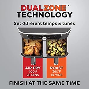 Ninja DZ401 Foodi 10 Quart 6-in-1 DualZone XL 2-Basket Air Fryer with 2 Independent Frying Baskets, Match Cook & Smart Finish to Roast, Broil, Dehydrate & More for Quick, Grey (Renewed) Ninja DZ401 Foodi 10 Quart 6 in 1 DualZone XL 2 Basket Air Fryer with 2 Independent Frying Baskets Match Cook Smart Finish to Roast Broil Dehydrate More for Quick Grey Renewed