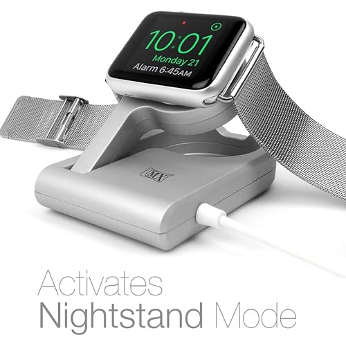Image of MX Watch Charger with USB Dock Cable - 1 Meter | Magnetic Wireless Charging Cord | USB Charger Compatible with Apple Watch Series 1-9, SE, Ultra | Travel-Friendly (White)