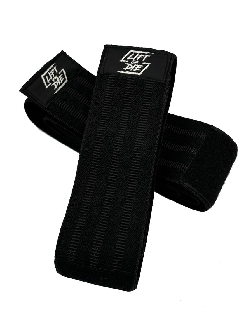 Paire de Bandes de Genoux avec Bande Adhésive 200 cm | Musculation - Powerlifting - Bodybuilding | Bandes de Squat 2m avec Scratch Adhésif | Technologie Gripper | Facile d'utilisation