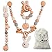 ARTESTAR Cadena Cochecito Conejos Regalo Bebe，Lindo Cadena Chupete Mordedor Madera，Cadena Para Cochecito Pinza Chupetero Los Juguetes De Los Niños 3 Piezas (Beige)