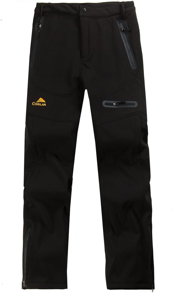 CIKRILAN Men's Softshell Water Resistant Outdoor Sport Pants Long Trousers Black