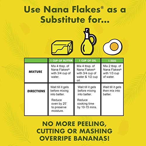 Nana Flakes 100% Pure Banana Flakes Medical Food Powder - Decrease Fat Intake & Natural Remedy for Diarrhea & Heart Burn - Great Source of Protein & Fiber (One Pound Jar)