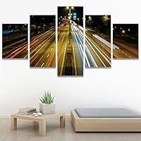 SIGNWIN 5 Panel Canvas Wall Art Light Exposure for Home Decorations Ready to Hang - 60