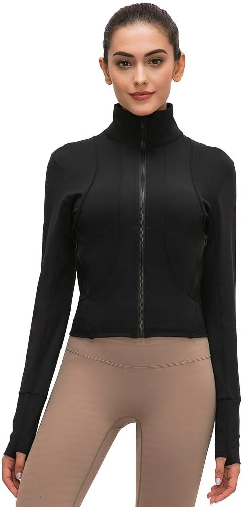Women's Sports Track Jacket Full Zip Sweatshirts Lightweight Thick Yoga Workout Jacket Plum Red