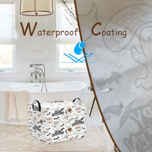 Image of NTAO Gift Storage Basket Empty for Halloween, Storage Bin with Handles, Room Decor, Book Box(Spooky Ghost)