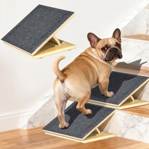 TNELTUEB Hunderampen für Treppen, verstellbare Treppenrampe für Hunde, tragbare Hundetreppe mit Matte für kleine Hunde und Katzen, rutschfeste Haustiertreppe für ältere oder verletzte Haustiere, 2