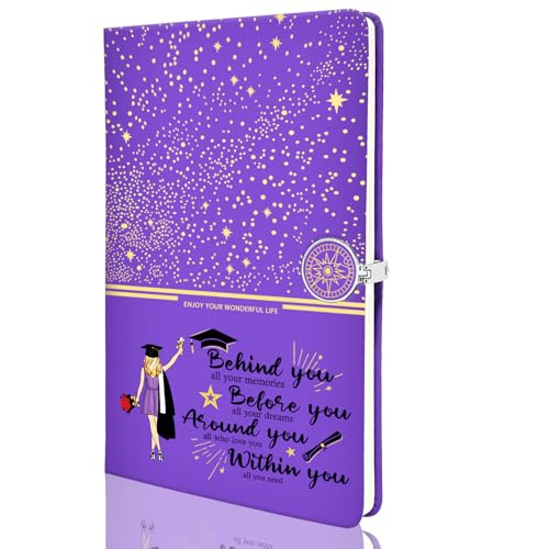 Carnet en cuir violet félicitations diplôme LBWCER pour écrire votre future aventure