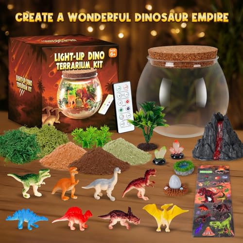 Goody King Kit Terrarium Dinosaure avec 16 Couleurs LED - Kit de Bricolage pour Enfants de 6, 7, 8, 9 Ans - Cadeau pour garçons de 4 à 12 Ans - Jouet Dinosaure à partir de 4 à 12 Ans – vue 2