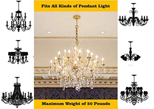 Image of Sangle Soppfy Vingage Canopy Kit and Pendant Light Fixture Chain for Chandelier or Swag Light Fixtures,Maximum Weight of 60 Pounds, 6 feet,Heavy Duty,5 Inches Diameter (Pure Gold - 2 Set)