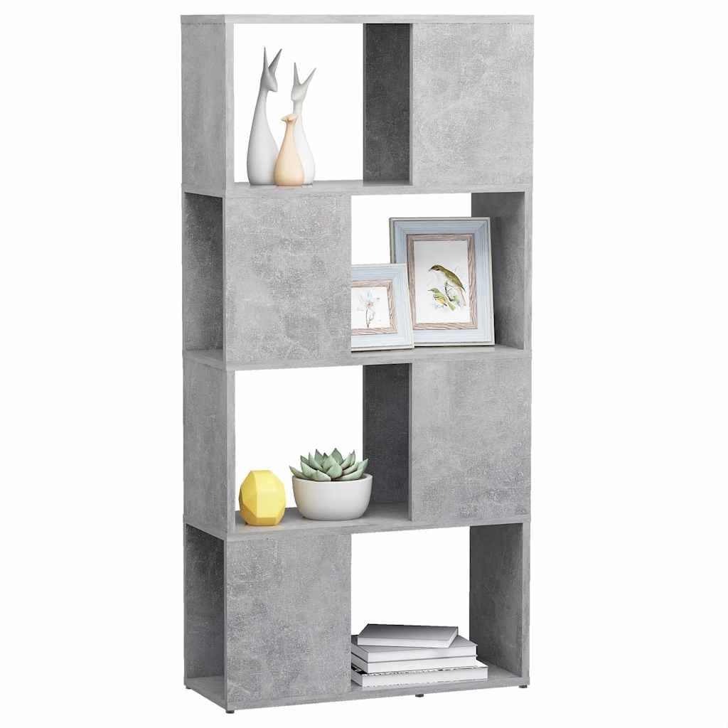 Générique Regał szary betonowy 60 x 24 x 124,5 cm, ścianka działowa z 4 przestronnymi przegródkami, wytrzymała szafka do przechowywania książek, czasopism, DVD i przedmiotów dekoracyjnych