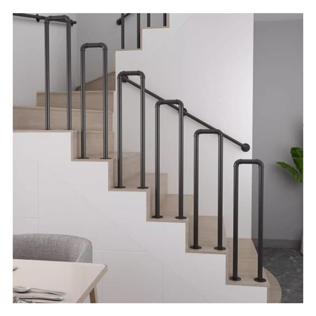 Rampe d'escalier en U 65cm en fer forgé noir pour marche extérieure