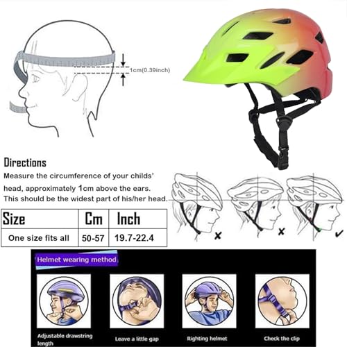 Image of Kids Bike Helmet with LED Light for Youth Teen Toddler Boys Girls | Adjustable with Detachable Visor for Age 3-5-8-10-12-14,Safety Certified Multi-Sport for Bicycle Scooter Skateboard