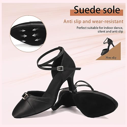 Women Ballroom Latin Dance Shoes Closed Toe Salsa Waltz Dance Practice Performance Dance Shoes3