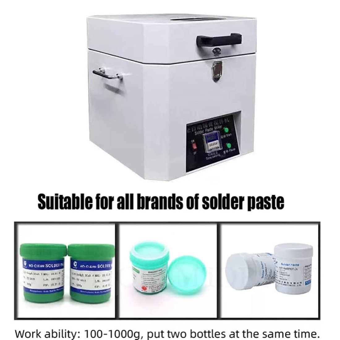 Mezclador Automático De Pasta De Soldadura, Agitador De Crema De Estaño Smt De 1350 Rpm Con Soporte Doble De 500 G Y Ventana De Visualización