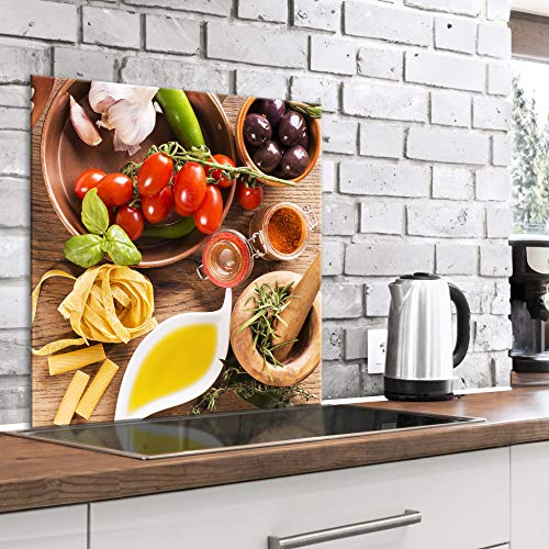 murando Panel de Vidrio para Cocina 60x60 cm Vidriopanel Protector Pantalla Antisalpicaduras Salpicadero con Gráfica Panel Decorativo Motivo Especias vegetales - j-B-0052-aq-a