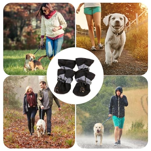 Sapatos impermeáveis ​​para cães - 4 Anti-Slip Pet Shoes,Botas de chuva para cães com cordão ajustáv