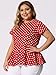 Agnes Orinda Women's Plus Size Top Casual Short Sleeve Polka Dots Peplum Tops Shirts 2X Red