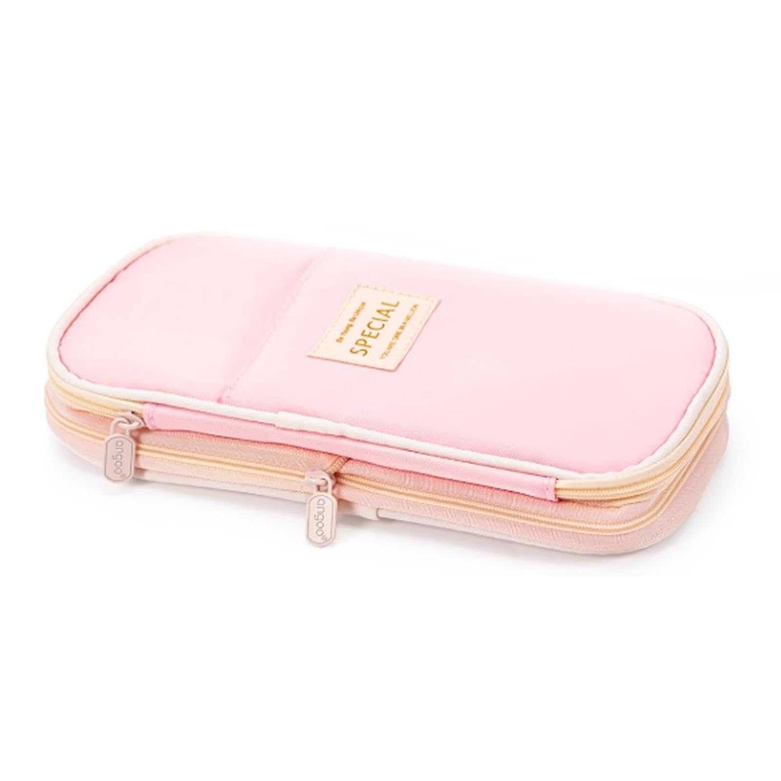 HengChen Cute Large Capacity Pencil Case for Girls - Zippered Closure Aesthetic Pink Design, Ideal School & College Stationery Organizer