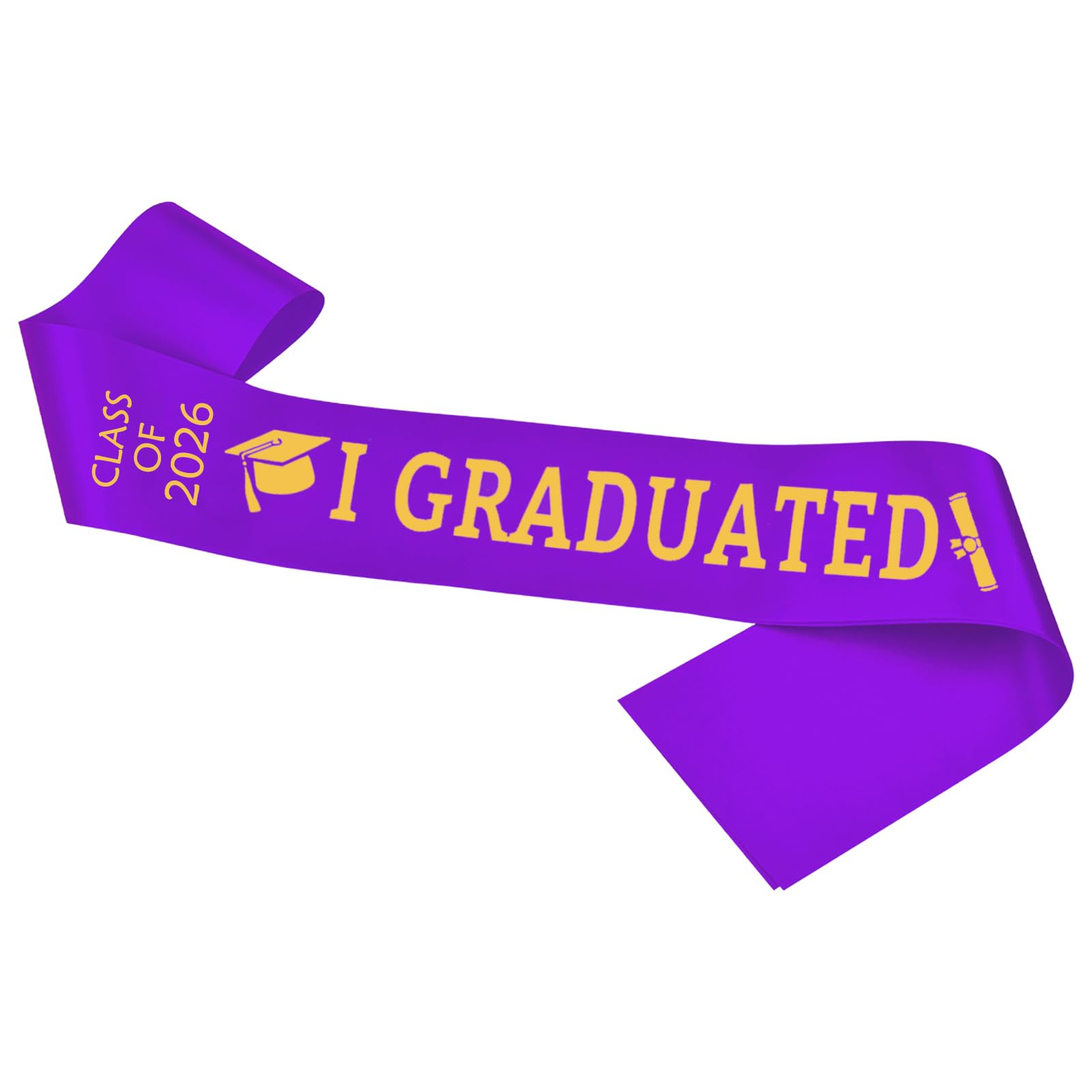 JOJO FLY Purple Graduation Sash with Gold Glitter Letter I Graduated, Class of 2025 for Graduation Party Decorations, 2025 Party Supplies