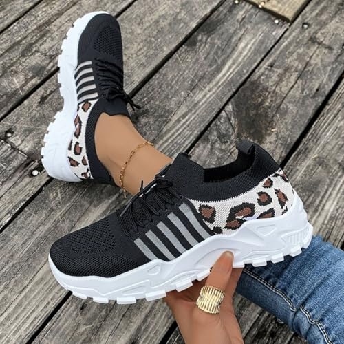 Women's Walking Shoes Lace Up Mesh Casual Sneakers Running Tennis Shoes Women Leopard Print Non-Slip Comfort Breathable Workout Gym Sports Athletic Outdoor Jogging Fashion Sneakers2