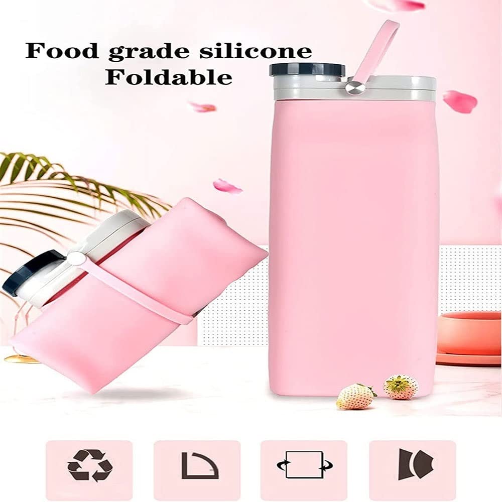 Bottiglia d'acqua da viaggio portatile in silicone, Silicone Sport Fitness Mountaineering Grande capacità Bottiglia d'acqua con manico Sport Fitness Cup BPA- Bottiglia for acqua pieghevole da campeggi