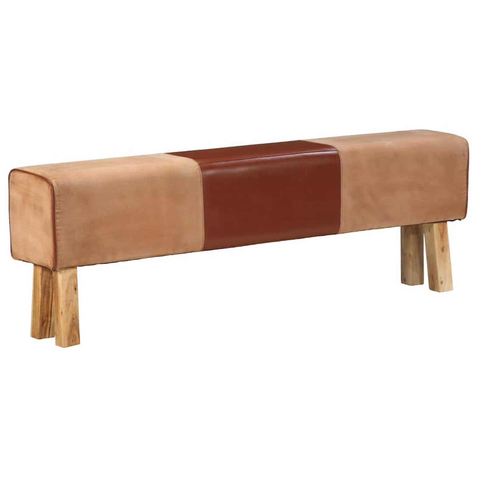 Turnbock-Bank Bank Turnbock Design 160 cm Brązowy Prawdziwa skóra akacja | Powierzchnia siedziska z prawdziwej skóry, masywny stelaż z drewna akacjowego, styl vintage, gruba tapicerka