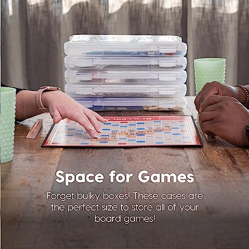 Image of IRIS USA Board Game Storage Containers, 10-Pack |Made in USA| Organizers with Built-In Handle & Snap-Tight Lid for Puzzles, Scrapbook, and Fits 8.5 inch x 11 inch or A4 Papers, Slim - Clear