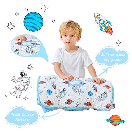 Image of Lasoftan Toddler Nap Mat with Pillow and Blanket, Extra Large Rolled Napping Mats,Slumber Bags for Boys Girls,Kids Sleeping Bag for Daycare, Preschool Travel Camping