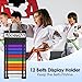 OGANAZI 12 Belts Karate Belt Display Rack with Personalized Stickers, Taekwondo Belt Display Holder with Bamboo Medal Rack, Felt Jiu Jitsu Belt Hanging Holder for Taekwondo, Karate, BJJ Learners