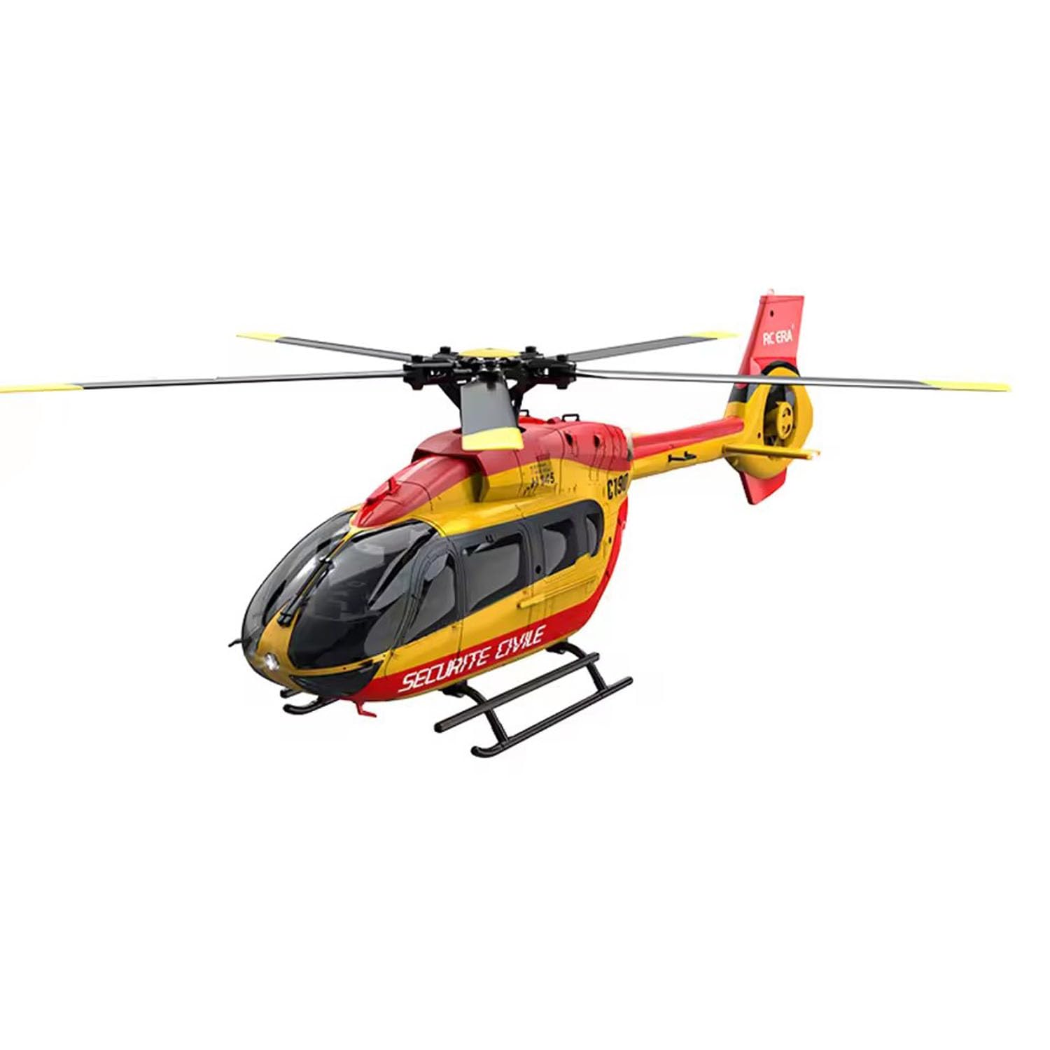 1/30 RC Era 6Ch ferngesteuerter Hubschrauber C190 Dual Brushless Motors RTF-Modell Flugzeug H145 flugzeugloser luftgeführter Heckrotor Hobby-Modell (rot und gelb)