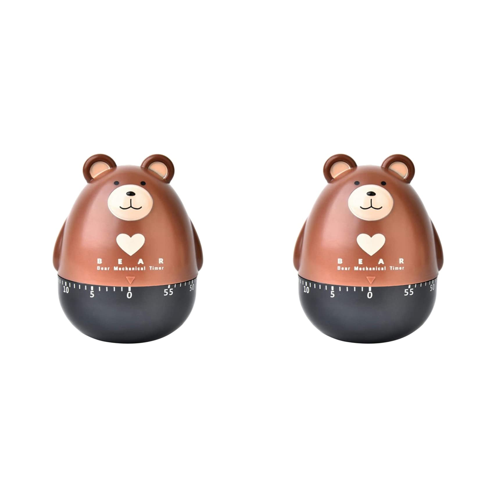 Hndhbfgrt 2X Kitchen Timer Egg Timer Countdown Timer Mechanical Animal Family Timer 55 Minutes,for Cooking,Sports,Learning,Brown