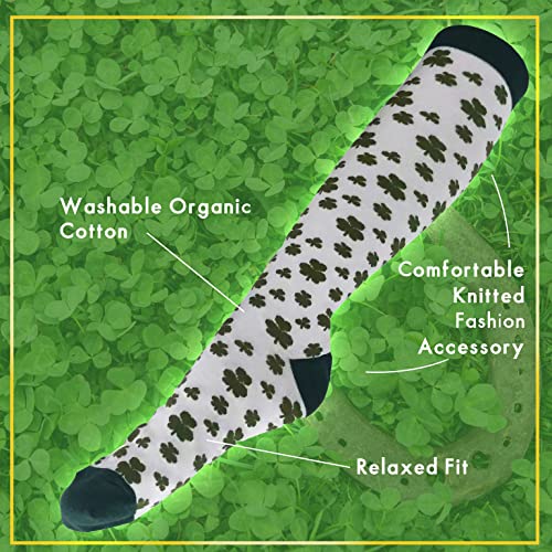 BaHoki Essentials St. Patrick's Day Socks - Knee High Irish Green - Shamrock and Clover Socks4