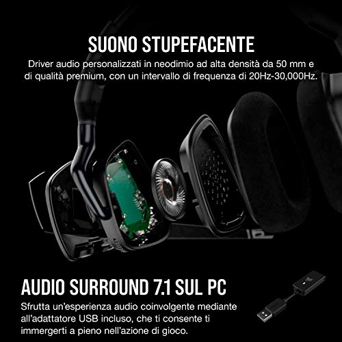 Corsair VOID ELITE Surround Cuffie Gaming con Microfono, Audio 7.1, Microfono Omnidirezionale con PC, PS4, Xbox One, Switch e Mobili Compatibilità, Rosso