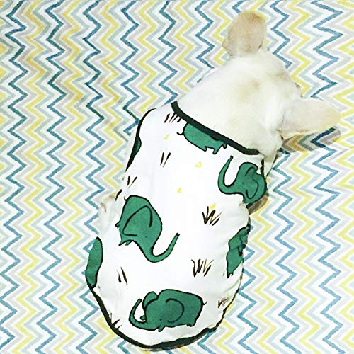 Stock Show Pet Dog Summer Vest, Cute Teddy French Bulldog Dog 100% Cotton Fashion T-Shirt Breathable Sleeveless Summer Dog Clothes for Small Medium Dog (Back Lenght - 35CM/13.8