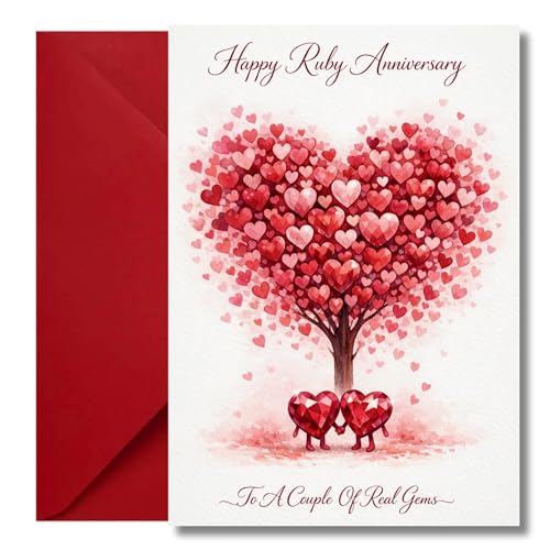 LimaLima Ruby Wedding Anniversary Card 40th Gift For Mum Dad And Friends To A Couple Of Real Gems