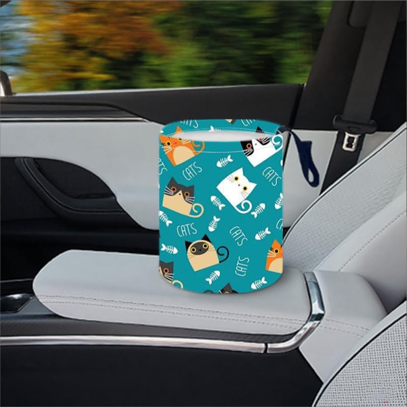 Image of Portable Reusable Waterproof Car Trash Bin, Multipurpose Vehicle Organizer, Road Trip Essentials (Certoon cat)