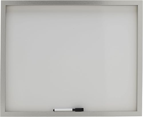Mikasa Pizarra blanca enmarcada plateada, incluye 1 marcador, plateado, 21 x 17 x 1.5 pulgadas