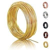 POPOYU 50m Aluminiumdraht,Basteldraht 1mm,Basteldraht Silber,BasteldrahtDünn,Metalldraht Skulptur,Basteldraht.Aluminiumdraht Zum für Herstellung Bastelarbeiten,Bindedraht DIY-Skulpturen,Gold