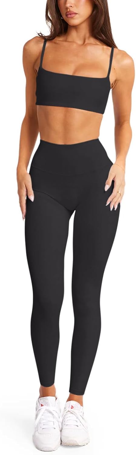 LASLULU Womens Adjustable Spaghetti Straps Sports Bra Square Neck Wireless Padded Workout Yoga Crop Tops - Image 4