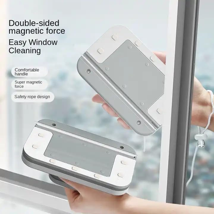FLOITTUY Double-Side Magnetic Window Glass Dust Cleaner Wiper, Two Sided Wiper, Squeegee Washing Kit Equipment Household Cleaner Doublefaced Washing Equipment 4