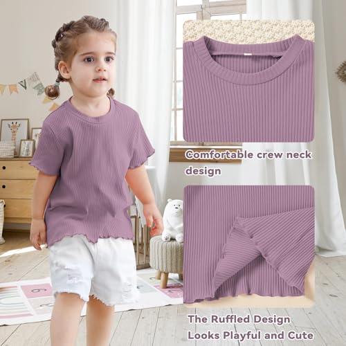image for Dalukit 3 Pack Toddler Girl T-Shirts Ruffle Short Sleeve Baby Girls To