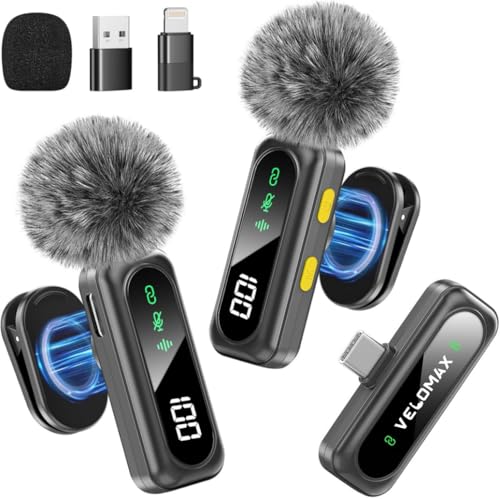 Image of VELOMAX Wireless Mic with Noise Reduction,Mic for YouTube Wireless, Mic Wireless 30-Meter Transmission Range,Ideal mic for YouTube Video Recording (USB-C)