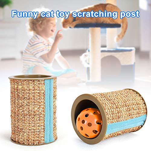 Dheera Arranhador de sisal, 1/2 peças, com sino para garra de gato e rolo de brinquedo com som, 10,3