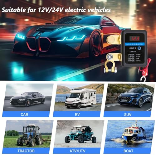 Image of Remote Battery Disconnect Switch 12V Smart LED Remote Control | LED Indicator, Remote Battery Kill Switch, Car Battery Disconnect, 12V for Vehicle, Truck RV Boat