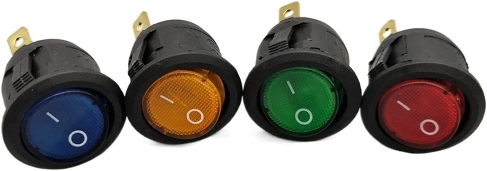 Interrupteur à bascule 20mm KCD1 interrupteur Led 10A 12V interrupteur d'alimentation lumière bouton de voiture allume/éteint 3pin interrupteur à bascule rond (Color : Green, Size : 12V)
